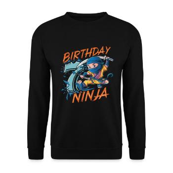 This Little Ninja Is 7 Birthday Shirt - Unisex Sweatshirt - black - Front - Alina (178cm) & Michal (187cm)
