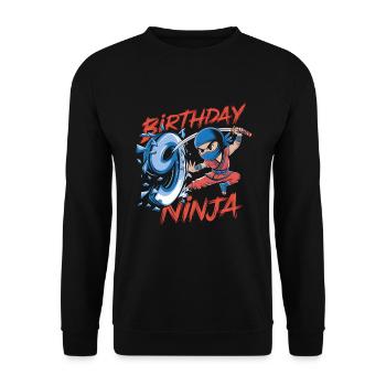 This Little Ninja Is 9 Birthday T-Shirt - Unisex Sweatshirt - black - Front - Alina (178cm) & Michal (187cm)
