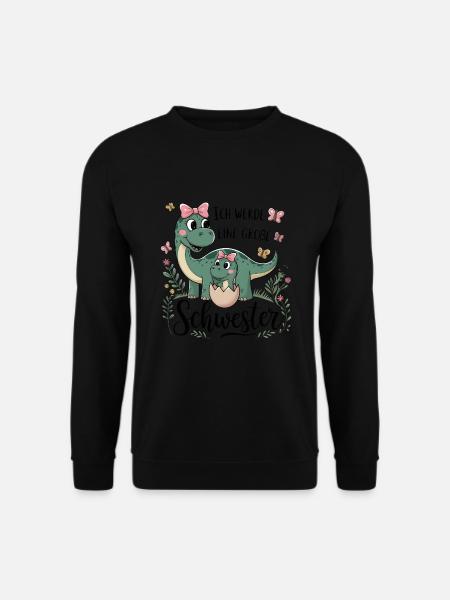 Je vais être une grande sœur dinosaure - Sweat-shirt Unisexe - noir