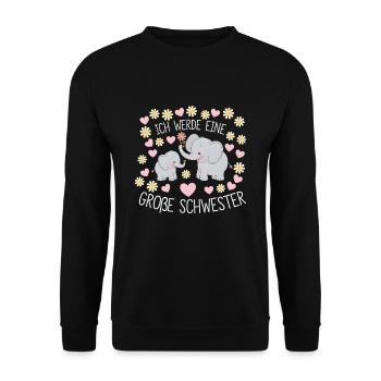 I'm going to be a big sister elephant - Unisex Sweatshirt - black - Front - Alina (178cm) & Michal (187cm)