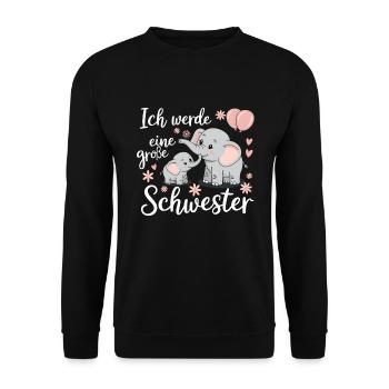 I'm going to be a big sister elephant - Unisex Sweatshirt - black - Front - Alina (178cm) & Michal (187cm)