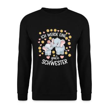 I'm going to be a big sister elephant - Unisex Sweatshirt - black - Front - Alina (178cm) & Michal (187cm)