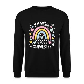 Je vais être grande sœur arc-en-ciel boho - Sweat-shirt Unisexe - noir - Devant - Alina (178cm) & Michal (187cm)