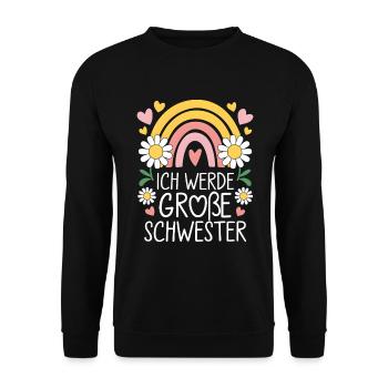 Ich Werde Große Schwester Regenbogen Boho - Unisex Pullover - Schwarz - Vorne - Alina (178cm) & Michal (187cm)