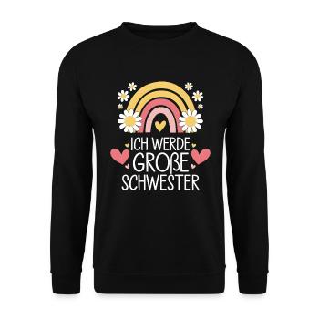Ich Werde Große Schwester Regenbogen Boho - Unisex Pullover - Schwarz - Vorne - Alina (178cm) & Michal (187cm)
