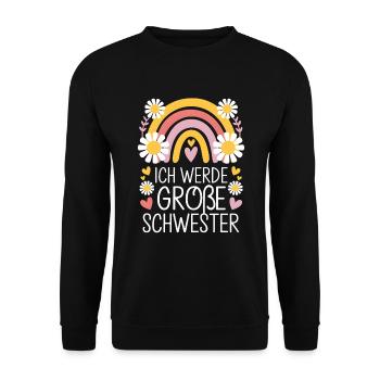 Ich Werde Große Schwester Regenbogen Boho - Unisex Pullover - Schwarz - Vorne - Alina (178cm) & Michal (187cm)