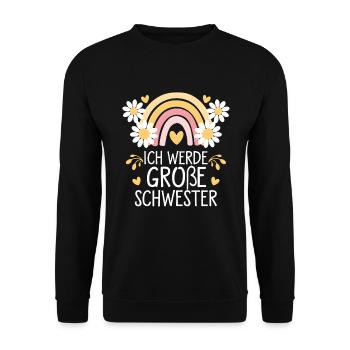 Ich Werde Große Schwester Regenbogen Boho - Unisex Pullover - Schwarz - Vorne - Alina (178cm) & Michal (187cm)