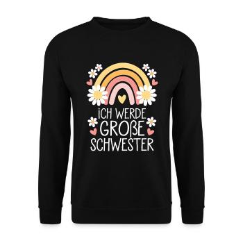 Ich Werde Große Schwester Regenbogen Boho - Unisex Pullover - Schwarz - Vorne - Alina (178cm) & Michal (187cm)