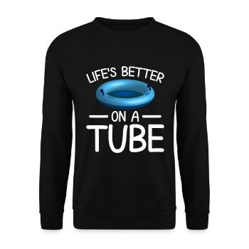 Summer Float Trip River Tubing Party Beach Outfit - Unisex Sweatshirt - black - Front - Alina (178cm) & Michal (187cm)