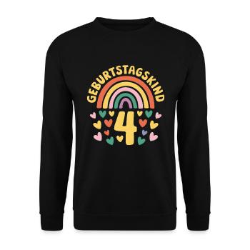 4th Birthday Girl Rainbow - Unisex Sweatshirt - black - Front - Alina (178cm) & Michal (187cm)