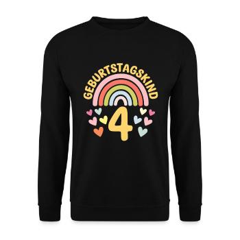 4th Birthday Girl Rainbow - Unisex Sweatshirt - black - Front - Alina (178cm) & Michal (187cm)