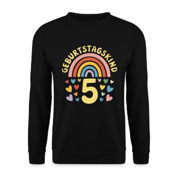 5ème anniversaire fille arc-en-ciel - Sweat-shirt Unisexe - noir - Devant - Alina (178cm) & Michal (187cm)