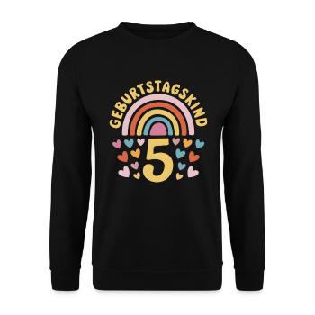 5ème anniversaire fille arc-en-ciel - Sweat-shirt Unisexe - noir - Devant - Alina (178cm) & Michal (187cm)