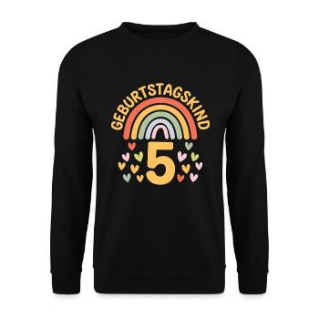 5ème anniversaire fille arc-en-ciel - Sweat-shirt Unisexe - noir - Devant - Alina (178cm) & Michal (187cm)