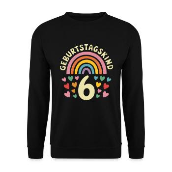 6ème anniversaire fille arc-en-ciel - Sweat-shirt Unisexe - noir - Devant - Alina (178cm) & Michal (187cm)