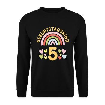 5ème anniversaire fille arc-en-ciel - Sweat-shirt Unisexe - noir - Devant - Alina (178cm) & Michal (187cm)