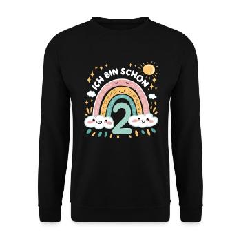 2nd Birthday Shirt Rainbow Cloud - Unisex Sweatshirt - black - Front - Alina (178cm) & Michal (187cm)