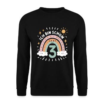 3rd Birthday Shirt Rainbow Cloud - Unisex Sweatshirt - black - Front - Alina (178cm) & Michal (187cm)