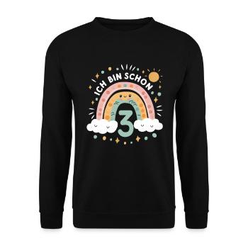 3rd Birthday Shirt Rainbow Cloud - Unisex Sweatshirt - black - Front - Alina (178cm) & Michal (187cm)
