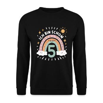 Chemise 5ème anniversaire Nuage Arc-en-ciel - Sweat-shirt Unisexe - noir - Devant - Alina (178cm) & Michal (187cm)