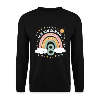 Chemise 8ème anniversaire Nuage Arc-en-ciel - Sweat-shirt Unisexe - noir - Devant - Alina (178cm) & Michal (187cm)