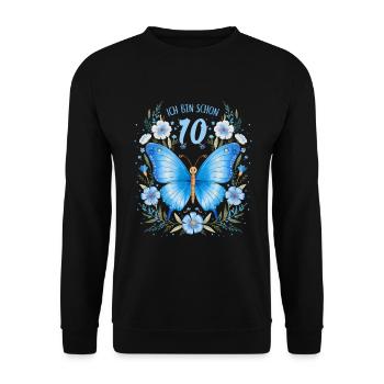 10. Geburtstag Schmetterling Kindergeburtstag - Unisex Pullover - Schwarz - Vorne - Alina (178cm) & Michal (187cm)