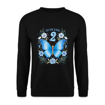 2. Geburtstag Schmetterling Kindergeburtstag - Unisex Pullover - Schwarz - Vorne - Alina (178cm) & Michal (187cm)