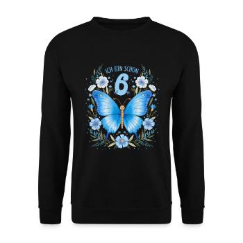 6th Birthday Butterfly Children's Birthday Party - Unisex Sweatshirt - black - Front - Alina (178cm) & Michal (187cm)