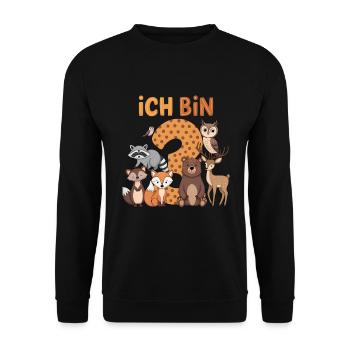 3rd Birthday 3 Years Forest Animals Forest Animals - Unisex Sweatshirt - black - Front - Alina (178cm) & Michal (187cm)