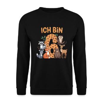 6th Birthday 6 Years Forest Animals Forest Animals - Unisex Sweatshirt - black - Front - Alina (178cm) & Michal (187cm)
