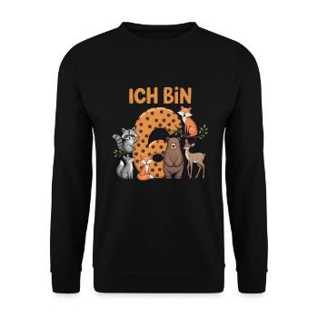 6th Birthday 6 Years Forest Animals Forest Animals - Unisex Sweatshirt - black - Front - Alina (178cm) & Michal (187cm)