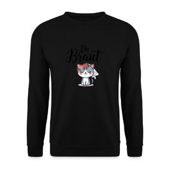 Bride Bride To Be Cat Kitten Engagement Bachelor Party - Unisex Sweatshirt - black - Front - Alina (178cm) & Michal (187cm)