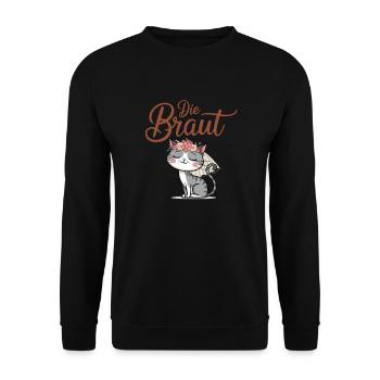 Bride Bride To Be Cat Kitten Engagement Bachelor Party - Unisex Sweatshirt - black - Front - Alina (178cm) & Michal (187cm)
