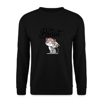 Bride Bride To Be Cat Kitten Engagement Bachelor Party - Unisex Sweatshirt - black - Front - Alina (178cm) & Michal (187cm)