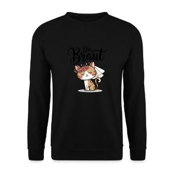 Bride Bride To Be Cat Kitten Engagement Bachelor Party - Unisex Sweatshirt - black - Front - Alina (178cm) & Michal (187cm)