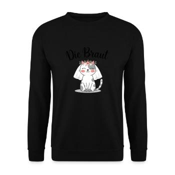Bride Bride To Be Cat Kitten Engagement Bachelor Party - Unisex Sweatshirt - black - Front - Alina (178cm) & Michal (187cm)