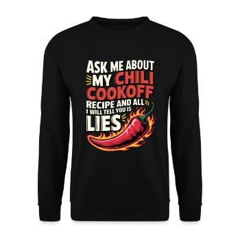 Demandez-moi ma recette de chili - Sweat-shirt Unisexe - noir - Devant - Alina (178cm) & Michal (187cm)