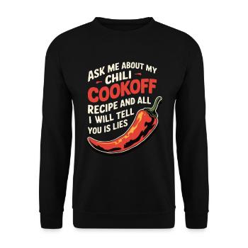 Demandez-moi ma recette de chili - Sweat-shirt Unisexe - noir - Devant - Alina (178cm) & Michal (187cm)