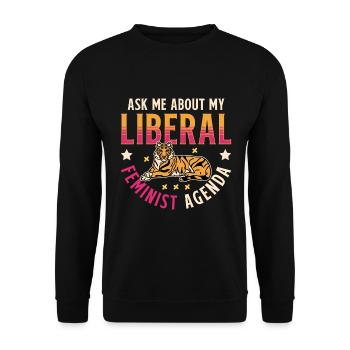 According to my liberal feminist agenda - Unisex Sweatshirt - black - Front - Alina (178cm) & Michal (187cm)