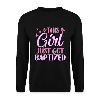 Time for my baptism First Communion - Unisex Sweatshirt - black - Front - Alina (178cm) & Michal (187cm)