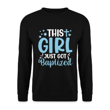 Time for my baptism First Communion - Unisex Sweatshirt - black - Front - Alina (178cm) & Michal (187cm)