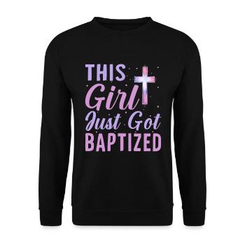 Time for my baptism First Communion - Unisex Sweatshirt - black - Front - Alina (178cm) & Michal (187cm)