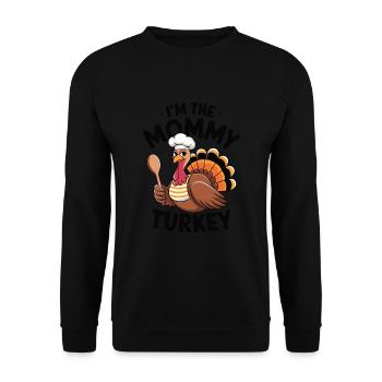 Mommy Turkey Thanksgiving - Unisex Pullover - Schwarz - Vorne - Alina (178cm) & Michal (187cm)