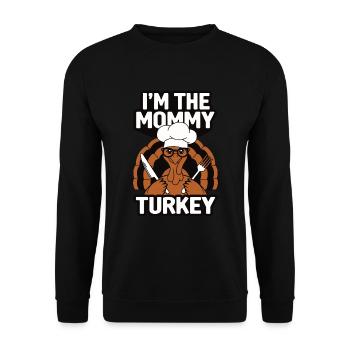 Mommy Turkey Thanksgiving - Unisex Pullover - Schwarz - Vorne - Alina (178cm) & Michal (187cm)