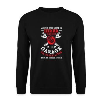 Schrauber Garage - Unisex Pullover - Schwarz - Vorne - Alina (178cm) & Michal (187cm)