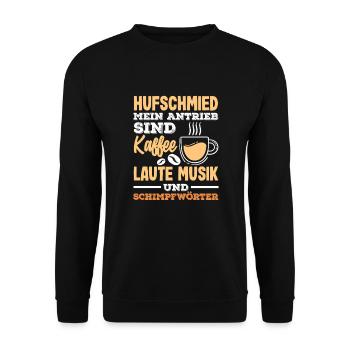 Farrier Coffee Music Swear Words Drive - Unisex Sweatshirt - black - Front - Alina (178cm) & Michal (187cm)