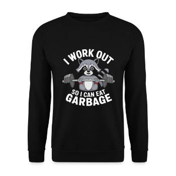 Fitness Raccoon Workout - Unisex Sweatshirt - black - Front - Alina (178cm) & Michal (187cm)