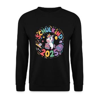 Schulkind 2025 Einschulung Schulanfang - Unisex Pullover - Schwarz - Vorne - Alina (178cm) & Michal (187cm)