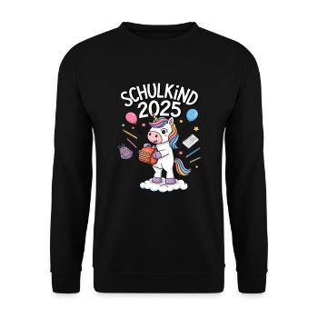 Schulkind 2025 Einschulung Schulanfang - Unisex Pullover - Schwarz - Vorne - Alina (178cm) & Michal (187cm)