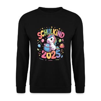 Schulkind 2025 Einschulung Schulanfang - Unisex Pullover - Schwarz - Vorne - Alina (178cm) & Michal (187cm)